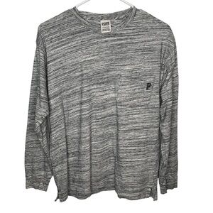 Victoria Secret PINK Gray With Dark Bling Long Sleeve Tee Size Small